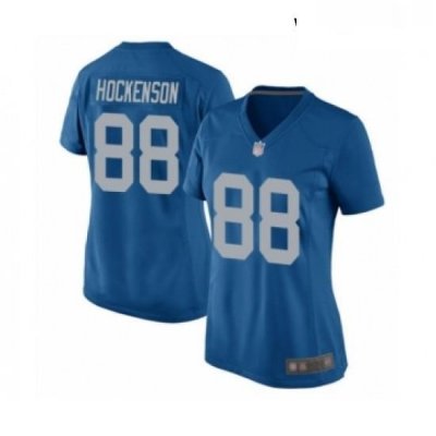 Womens Detroit Lions 88 TJ Hockenson Game Blue Alternate Football Jersey