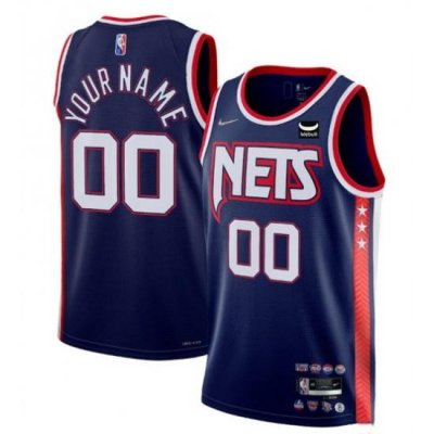 Men Women youth Brooklyn Nets Active Player Custom 2021 2022 Navy Swingman City Edition 75th Anniversary Stitched Basketball Jersey