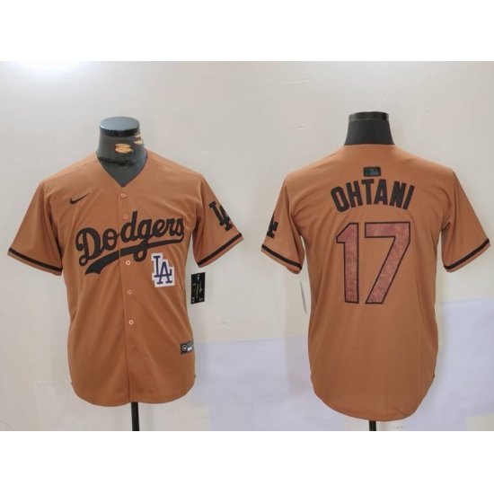 Men Los Angeles Dodgers 17 Shohei Ohtani Brown Cool Base Stitched Baseball Jersey 5