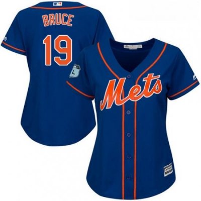 Womens Majestic New York Mets 19 Jay Bruce Authentic Royal Blue Alternate Home Cool Base MLB Jersey