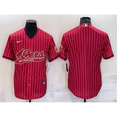 Men San Francisco 49ers Blank Red With Patch Cool Base Stitched Baseball Jersey