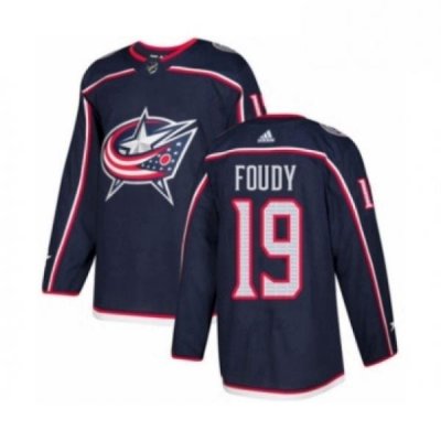 Mens Adidas Columbus Blue Jackets 19 Liam Foudy Premier Navy Blue Home NHL Jersey