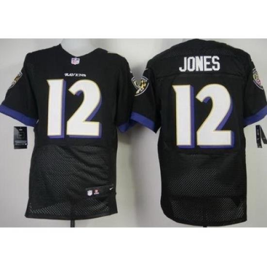 Nike Baltimore Ravens 12 Jacoby Jones Black Elite NFL Jersey