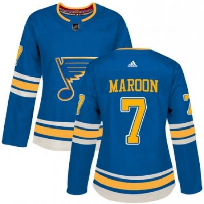 Womens Adidas St Louis Blues 7 Patrick Maroon Authentic Navy Blue Alternate NHL Jersey