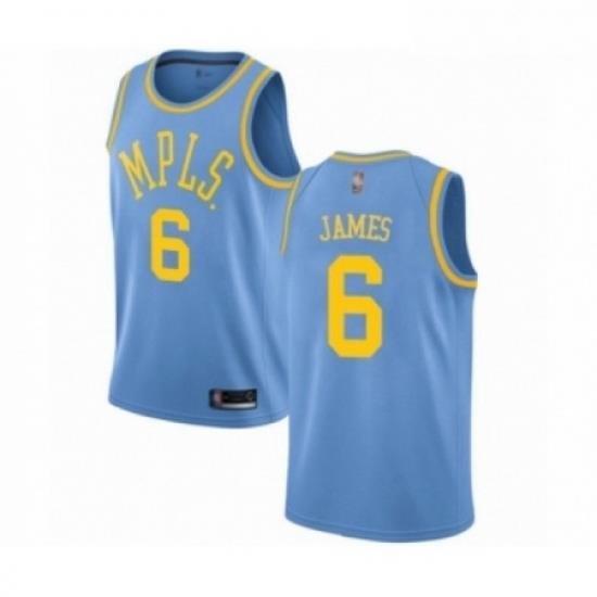 Mens Los Angeles Lakers 6 LeBron James Authentic Blue Hardwood Classics Basketball Jersey