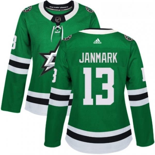 Womens Adidas Dallas Stars 13 Mattias Janmark Authentic Green Home NHL Jersey