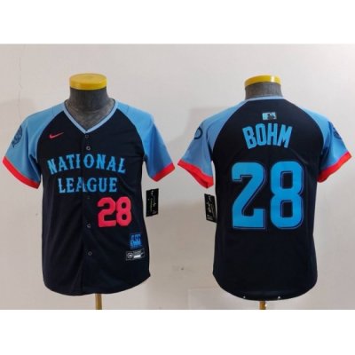 Youth National League 28 Alec Bohm Navy 2024 All Star Limited Stitched Baseball Jersey 6