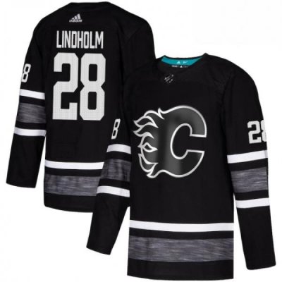 Mens Adidas Calgary Flames 28 Elias Lindholm Black 2019 All Star Game Parley Authentic Stitched NHL Jersey