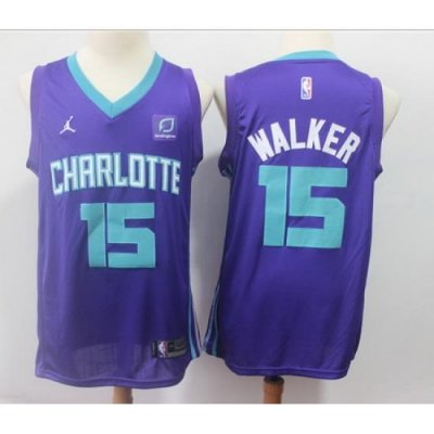 Hornets 15 Kemba Walker Purple Nike Swingman Jersey