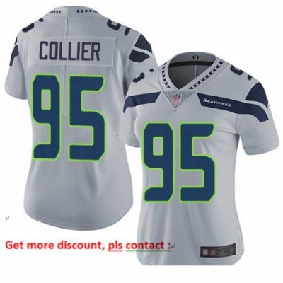 Seahawks 95 L J  Collier Grey Alternate Women Stitched Football Vapor Untouchable Limited Jersey