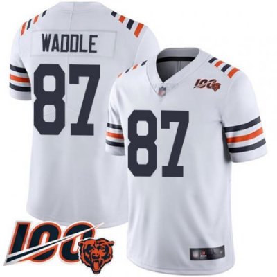 Men Chicago Bears 87 Tom Waddle White 100th Season Limited Football Jersey