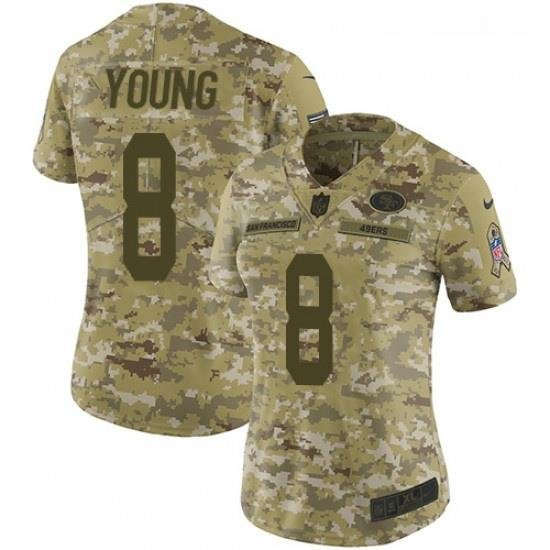 Womens Nike San Francisco 49ers 8 Steve Young Limited Camo 2018 Salute to Service NFL Jersey