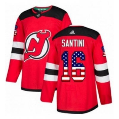 Mens Adidas New Jersey Devils 16 Steve Santini Authentic Red USA Flag Fashion NHL Jersey