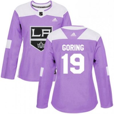 Womens Adidas Los Angeles Kings 19 Butch Goring Authentic Purple Fights Cancer Practice NHL Jersey