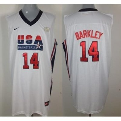 1992 Olympics Team USA 14 Charles Barkley White Swingman Jersey