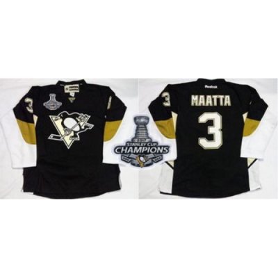 Penguins #3 Olli Maatta Black Home 2017 Stanley Cup Finals Champions Stitched NHL Jersey