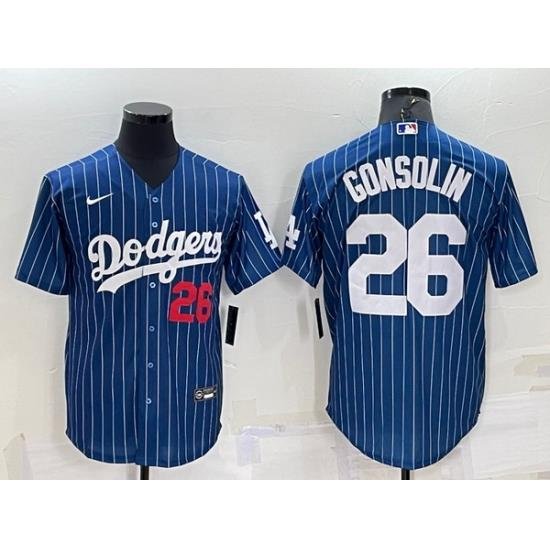 Men Los Angeles Dodgers 26 Tony Gonsolin Navy Cool Base Stitched Baseball Jersey