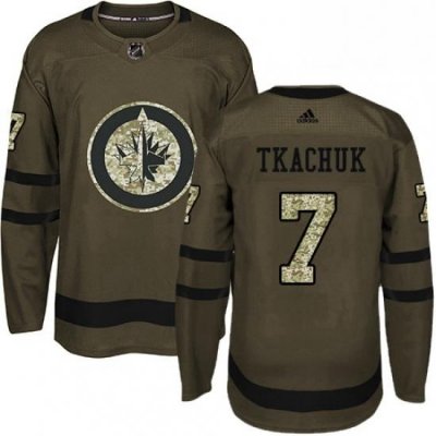 Mens Adidas Winnipeg Jets 7 Keith Tkachuk Authentic Green Salute to Service NHL Jersey