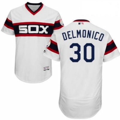 Mens Majestic Chicago White Sox 30 Nicky Delmonico White Alternate Flex Base Authentic Collection MLB Jersey