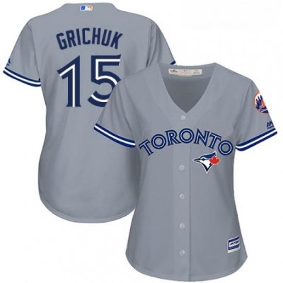 Womens Majestic Toronto Blue Jays 15 Randal Grichuk Replica Grey Road MLB Jersey