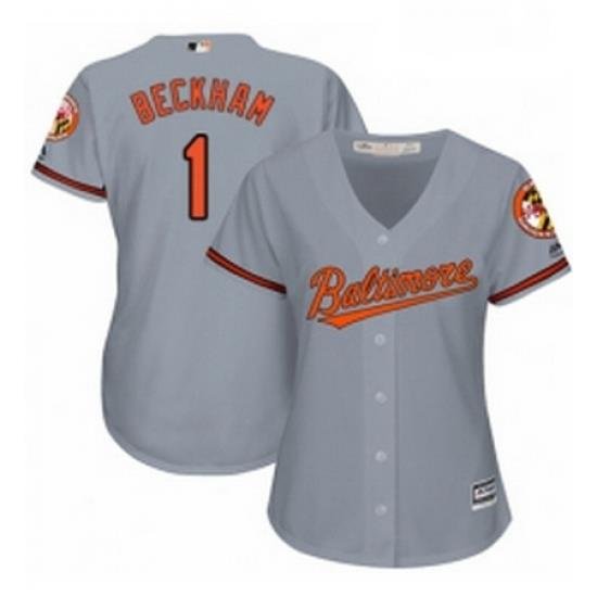 Womens Majestic Baltimore Orioles 1 Tim Beckham Replica Grey Road Cool Base MLB Jersey