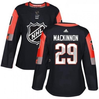 Womens Adidas Colorado Avalanche 29 Nathan MacKinnon Authentic Black 2018 All Star Central Division NHL Jersey