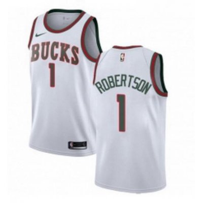 Womens Nike Milwaukee Bucks 1 Oscar Robertson Swingman White Fashion Hardwood Classics NBA Jersey