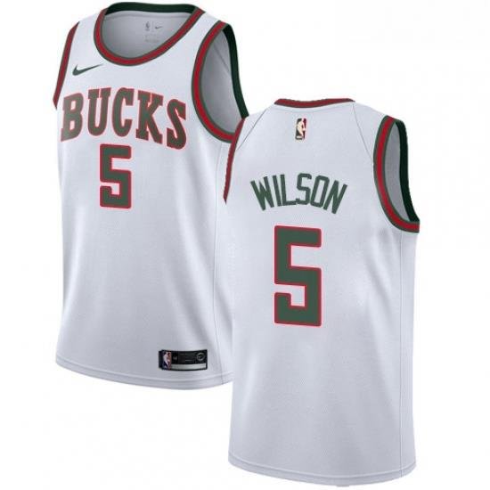 Youth Nike Milwaukee Bucks 5 D J Wilson Authentic White Fashion Hardwood Classics NBA Jersey