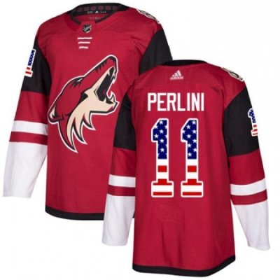 Youth Adidas Arizona Coyotes 11 Brendan Perlini Authentic Red USA Flag Fashion NHL Jersey