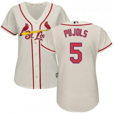 Womens Majestic St Louis Cardinals 5 Albert Pujols Replica Cream Alternate Cool Base MLB Jersey