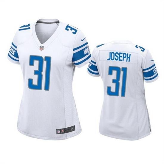 Women Detroit Lions 31 Kerby Joseph White Stitched Jersey 28Run Smaller 29