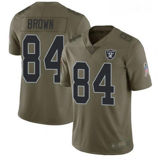 Mens Antonio Brown Limited Olive Jersey Oakland Raiders Football 84 Jersey 2017 Salute to Service Jersey