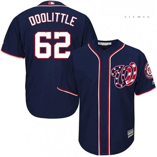 Mens Majestic Washington Nationals 62 Sean Doolittle Replica Navy Blue Alternate 2 Cool Base MLB Jersey