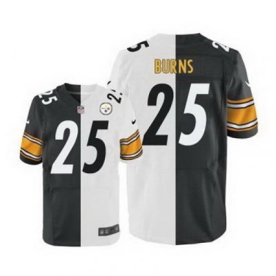 Nike Steelers #25 Artie Burns White Black Mens Stitched NFL Elite Split Jersey