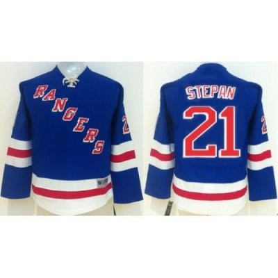 Kid New York Rangers Hockey Jerseys #21 Derek Stepan Jersey Authentic Blue Youth Jerseys