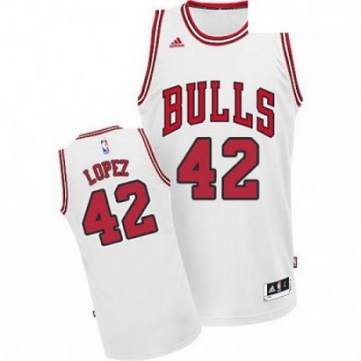 Mens Adidas Chicago Bulls 42 Robin Lopez Swingman White Home NBA Jersey