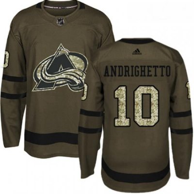 Youth Adidas Colorado Avalanche 10 Sven Andrighetto Authentic Green Salute to Service NHL Jersey