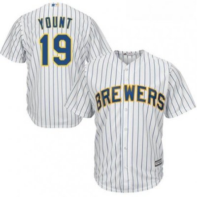 Youth Majestic Milwaukee Brewers 19 Robin Yount Authentic White Alternate Cool Base MLB Jersey