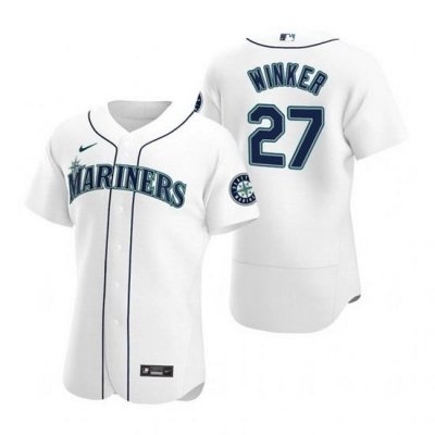 Men Seattle Mariners 27 Jesse Winker White Flex Base Stitched jersey