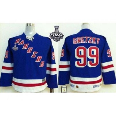 Kids New York Rangers #99 Wayne Gretzky Blue With 2014 Stanley Cup Finals Patch NHL Jerseys