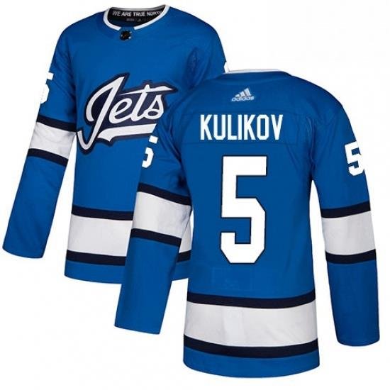 Mens Adidas Winnipeg Jets 5 Dmitry Kulikov Authentic Blue Alternate NHL Jersey