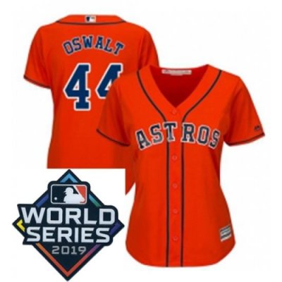 Womens Majestic Houston Astros 44 Roy OsWalt Orange Alternate Cool Base Sitched 2019 World Series Patch Jersey