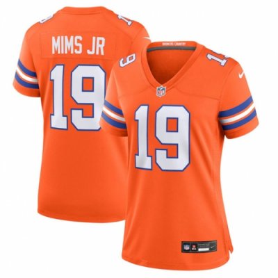 Women Denver Broncos 19 Marvin Mims Jr Orange Mile High Collection 1977 Throwback Stitched Jersey