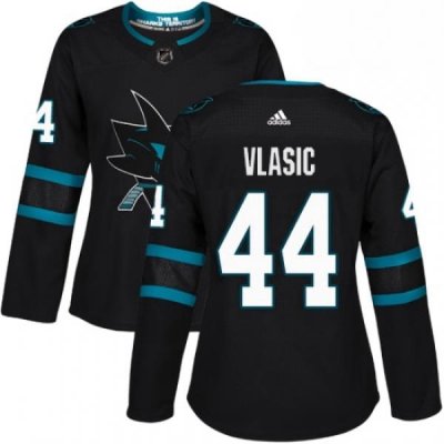 Womens Adidas San Jose Sharks 44 Marc Edouard Vlasic Premier Black Alternate NHL Jersey