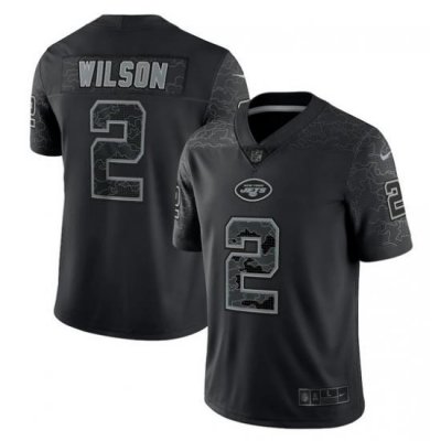 Men's New York Jets #2 Zach Wilson Black Reflective Limited Stitched Jersey