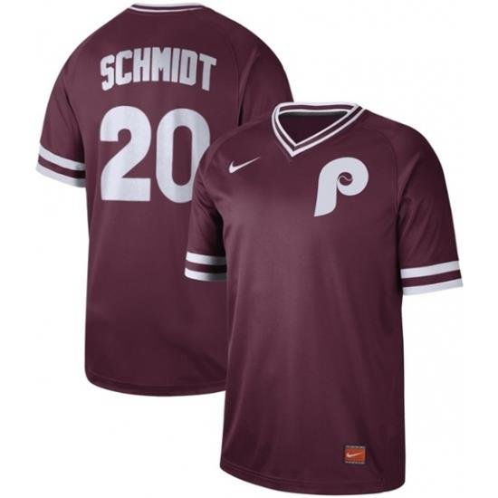 Mens Nike Philadelphia Phillies 20 Mike Schmidt Maroon Authentic CooperstoWn Collection Stitched Baseball Jerse