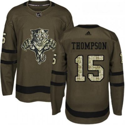 Youth Adidas Florida Panthers 15 Paul Thompson Authentic Green Salute to Service NHL Jersey