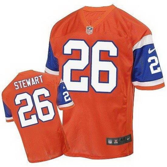 Nike Broncos #26 Darian SteWart Orange ThroWback Mens Stitched NFL Elite Jersey