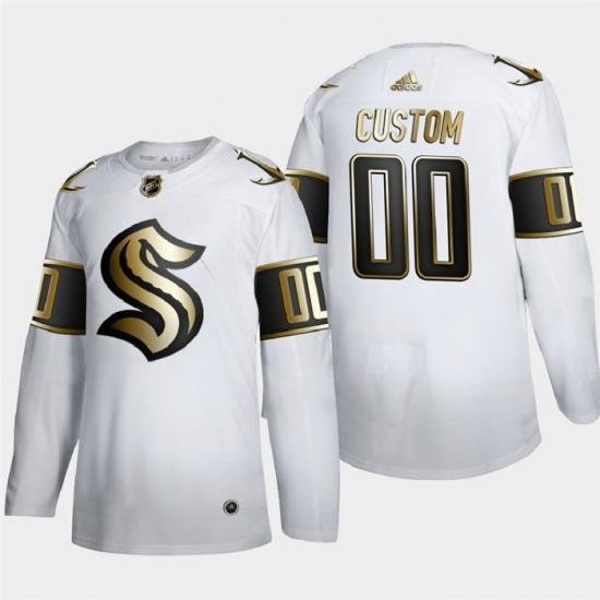 Seattle Kraken Custom Men Women youth Adidas White Golden Edition Limited Stitched NHL Jersey