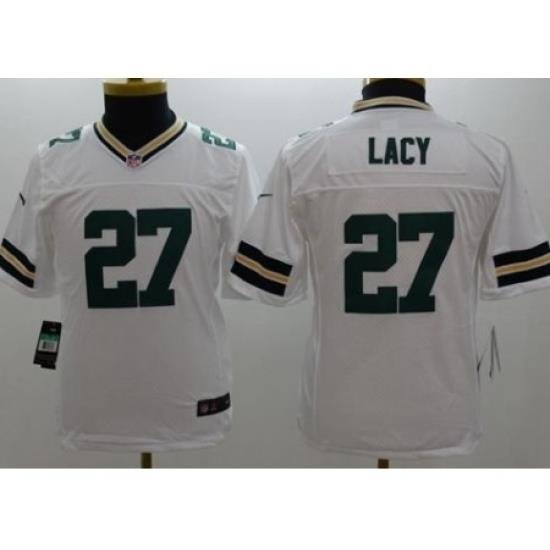 Youth Nike Green Bay Packers #27 Eddie Lacy White Stitched NFL Limited Jersey